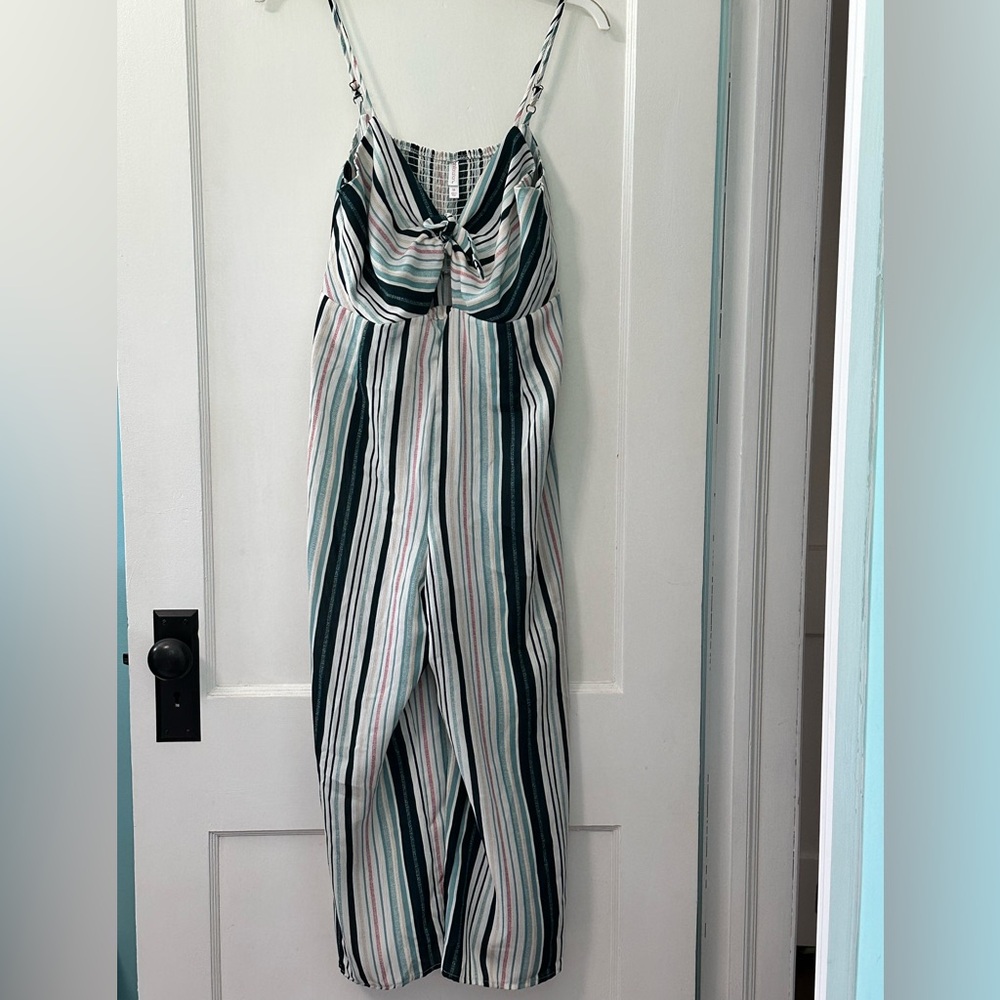 Xhilaration Striped Green and White Women's jumpsuit Size M